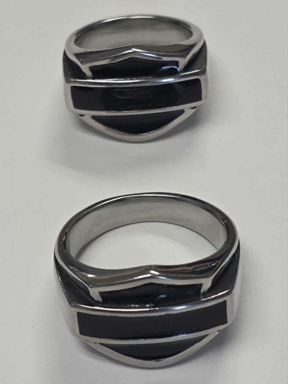 Unisex-The Shield - Stainless Steel Ring with Black Onyx.